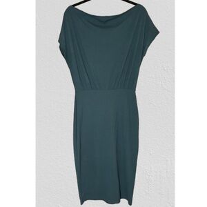 Off the shoulder forest green body con